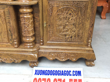 kệ tivi cột nho gỗ mun