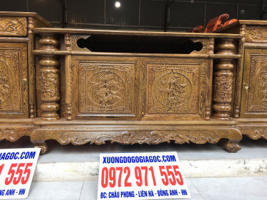 kệ tivi cột nho gỗ mun