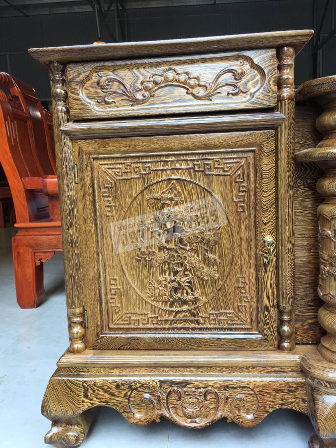 kệ tivi cột nho gỗ mun