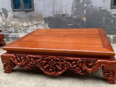Sập gỗ gụ đục mai điểu sơn PU cánh gián