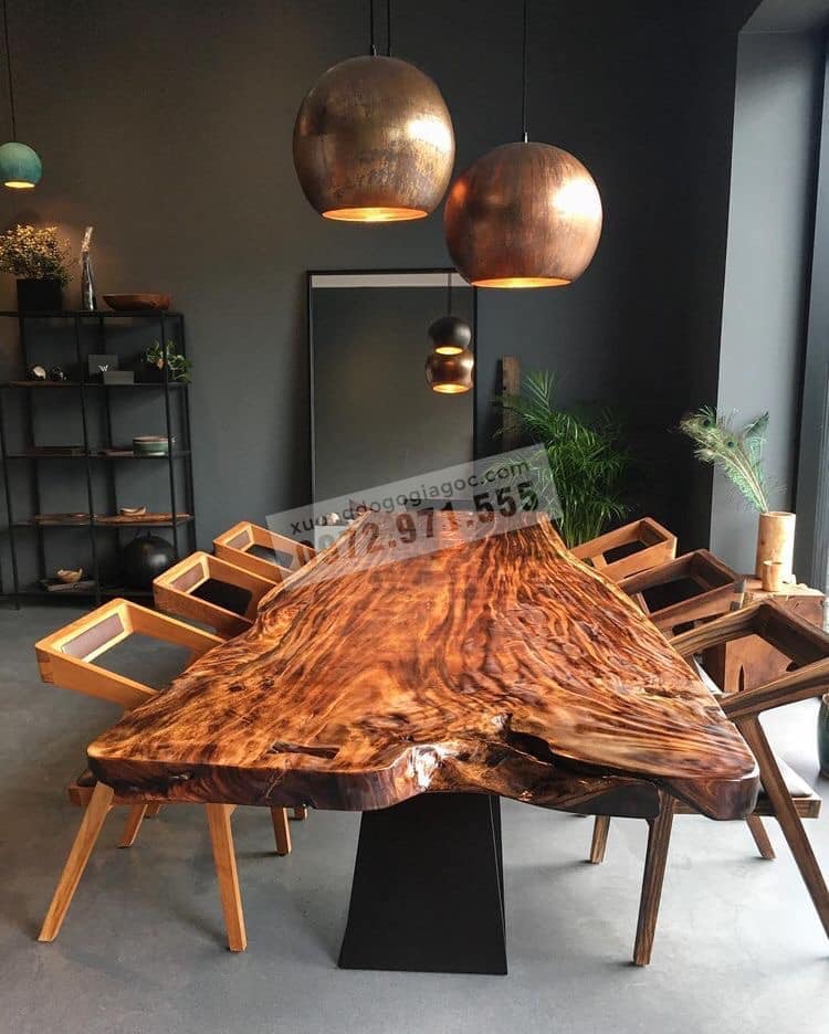 Bộ bàn ăn gỗ gõ đỏ 8 ghế bàn dài 2m 17 rộng 90 - Đồ gỗ mỹ nghệ Hòa Hoan