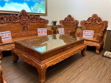 Bộ ghế Hoàng Gia K5 gỗ hương đá vân gỗ đẹp