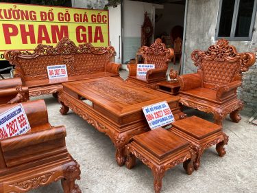Bộ bàn ghế phòng khách Hoàng Gia vân gỗ đẹp