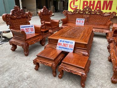Bộ bàn ghế Hoàng Gia ván 3cm đục 2 mặt
