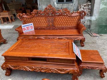 Bộ bàn ghế phòng khách mẫu Hoàng Gia gỗ hương đá