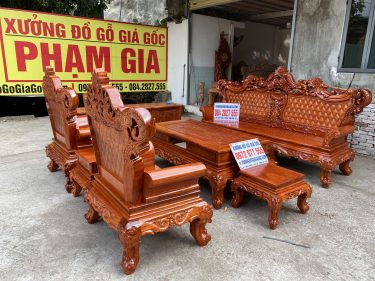 Bộ bàn ghế Hoàng Gia chân 14 gỗ hương đá