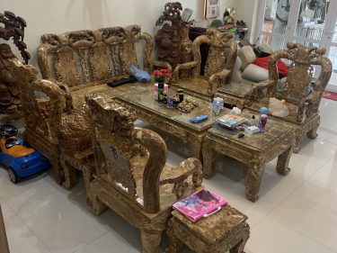 Mẫu bàn ghế Minh Quốc Đào bộ 10 món tay cột 12 gỗ nu nghiến hàng siêu phẩm