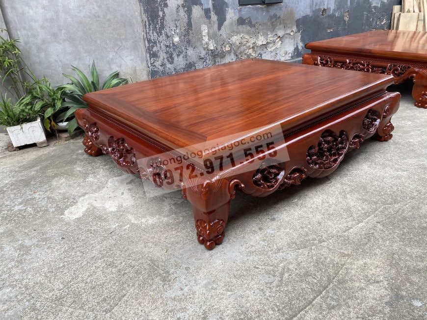 Sập gỗ gụ ba bông chân 24cm