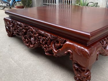 Sập ngồi phòng khách gỗ gụ đục mai điểu cực kỳ sắc nét