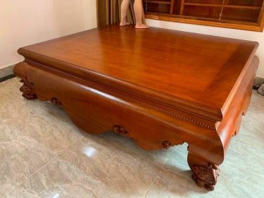 Sập ngồi phòng khách gỗ hương đá trơn 1m6x2m (Cô Hương, Hải Phòng)