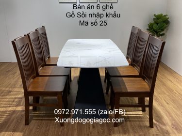 Bàn kích thước 160*80cm + 6 ghế