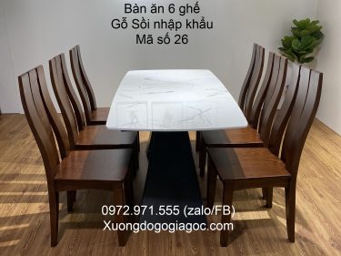 Bàn kích thước 160*80cm + 6 ghế