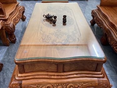 Bàn to ván liền kích thước 81*157cm đục hoa lá tây