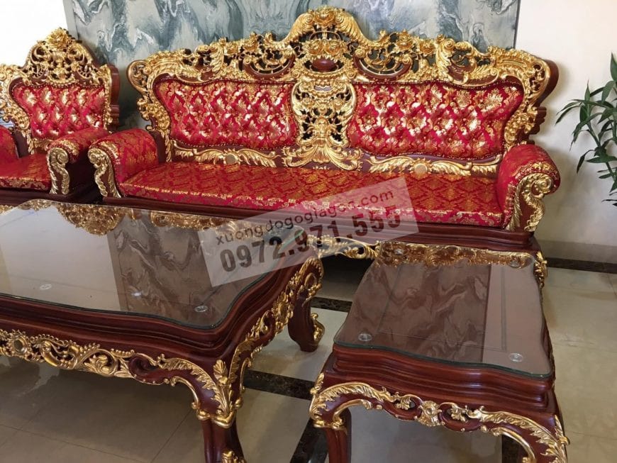 Ghế dài bộ hoàng gia dát vàng