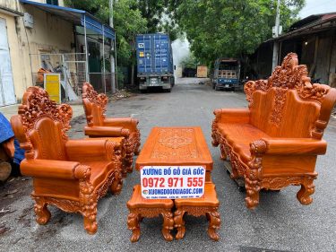 Bàn ghế Hoàng Gia V10 gỗ Gõ trước giờ trả hàng Chị Phương ở đà Nẵng