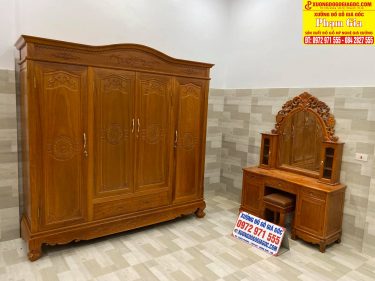 Toàn bộ tủ quần áo được làm từ gỗ tự nhiên 100% gỗ Gõ