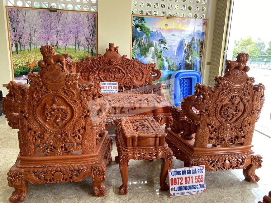 Mặt sau ghế đơn bộ rồng đỉnh chân 16