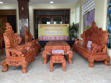Bộ bàn ghế rồng đỉnh tay 16 chân 16 gỗ HƯơng hàng nguyên khối