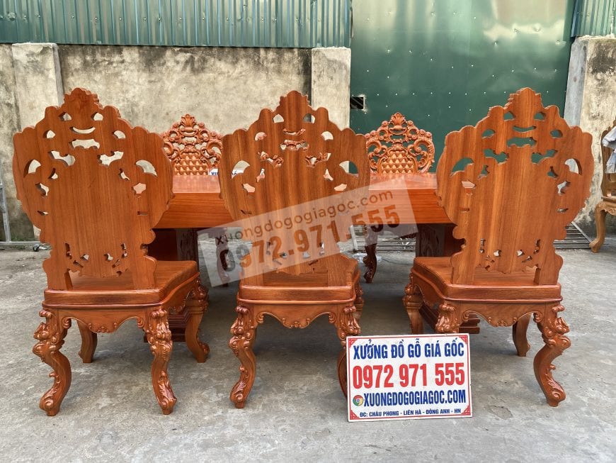 Mặt sau ghế liền khối, Chân ghế uốn cong đục trạm tinh xảo