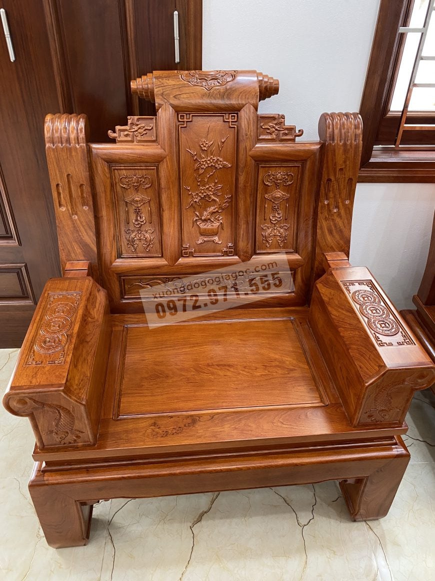 Ghế đơn bộ âu á chương cuốn thư gỗ hương