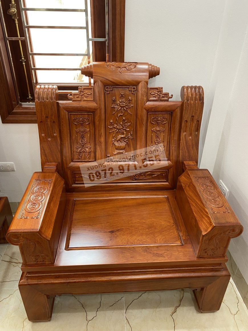 Ghế đơn bộ âu á chương cuốn thư gỗ hương