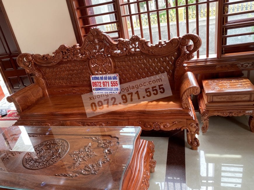 Ghế dài bộ hoàng gia V4 gỗ hương
