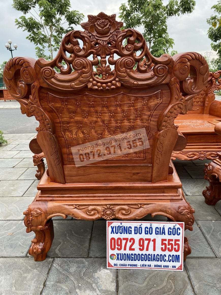 Mặt sau ghế đơn bộ hoàng gia V4 đục như mặt trước