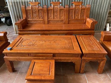 Bàn ghế Âu Á Chương cuốn thư gỗ hương