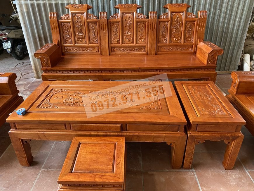 Bàn ghế Âu Á Chương cuốn thư gỗ hương