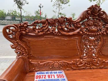 Chương ghế dài đục hoa hồng thủ công kênh bông sắc nét rất tinh xảo