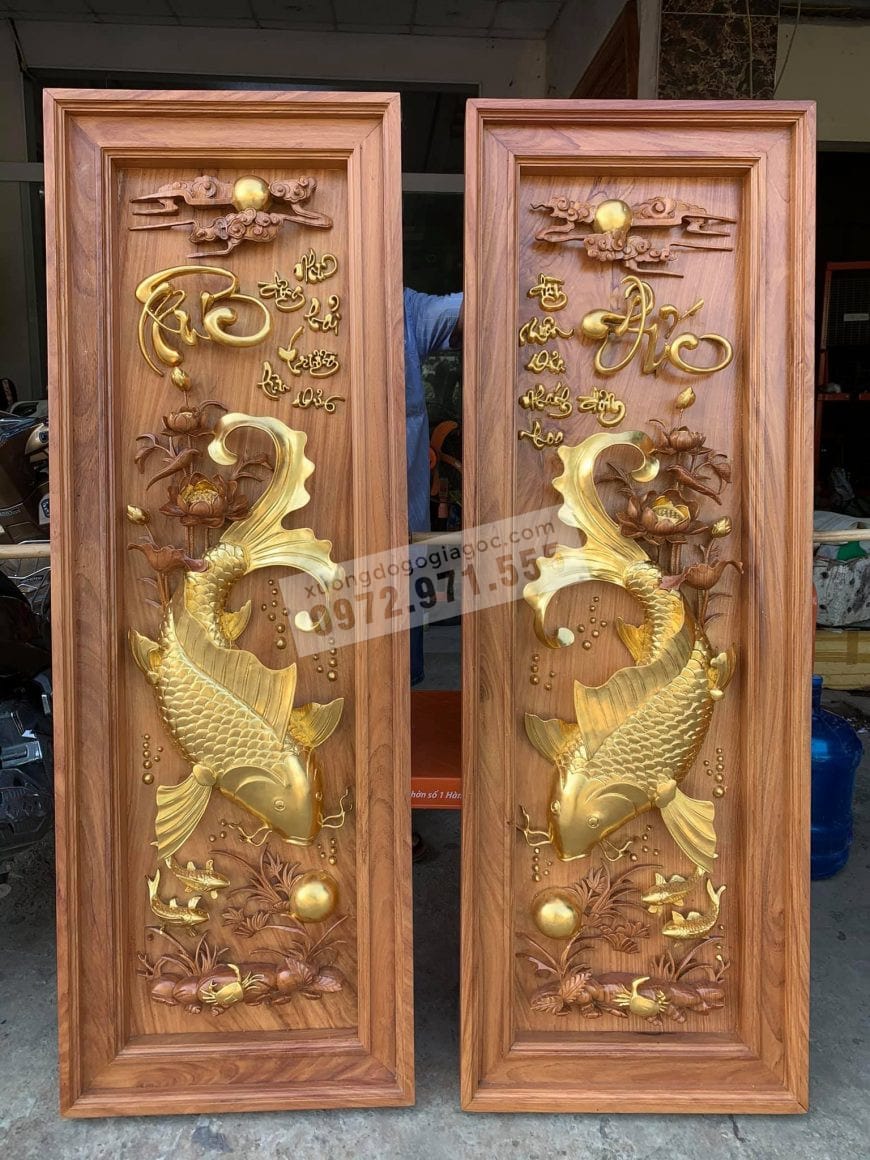 Tranh Song Ngư Dát Vàng