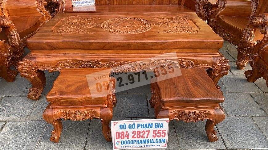 bàn ghế hoàng gia V10 gỗ gõ