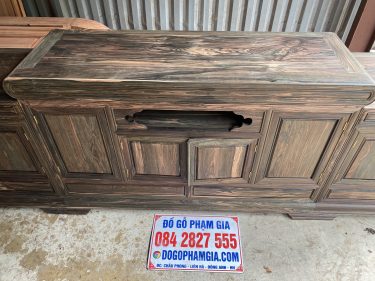 Kệ tivi gỗ mun hoa