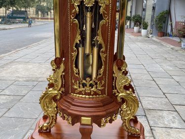Đồng hồ cây gỗ hương dát vàng