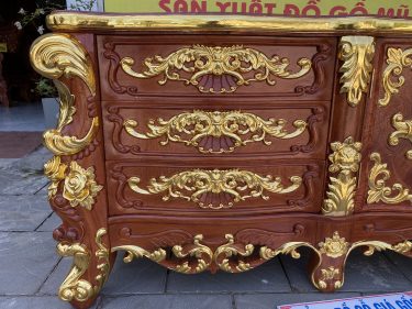 Kệ tivi louis Hoàng Gia dát vàng