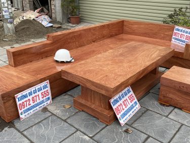 sofa góc gỗ hương đá