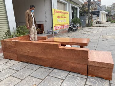 sofa góc gỗ hương đá