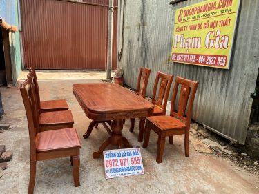 bàn ghế ăn gỗ hương đá hình chữ nhật