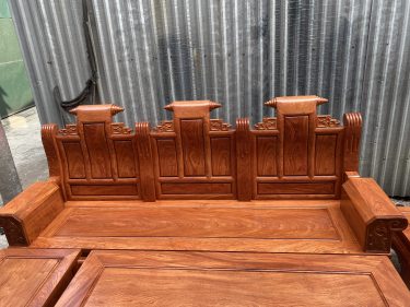 Bàn ghế Âu Á cuốn thư gỗ hương đá