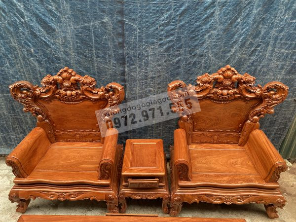 Bàn ghế hoàng gia chân 12 gỗ hương đá